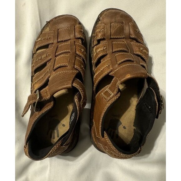 Vintage Journeys Sandals Brown Leather Fisherman chunky 90's Y2K P501 sz 11 - Picture 8 of 9